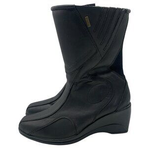 Frank Thomas Motorcycle Boots Womens Size 37 US 6.5 Black Leather Side Zipper